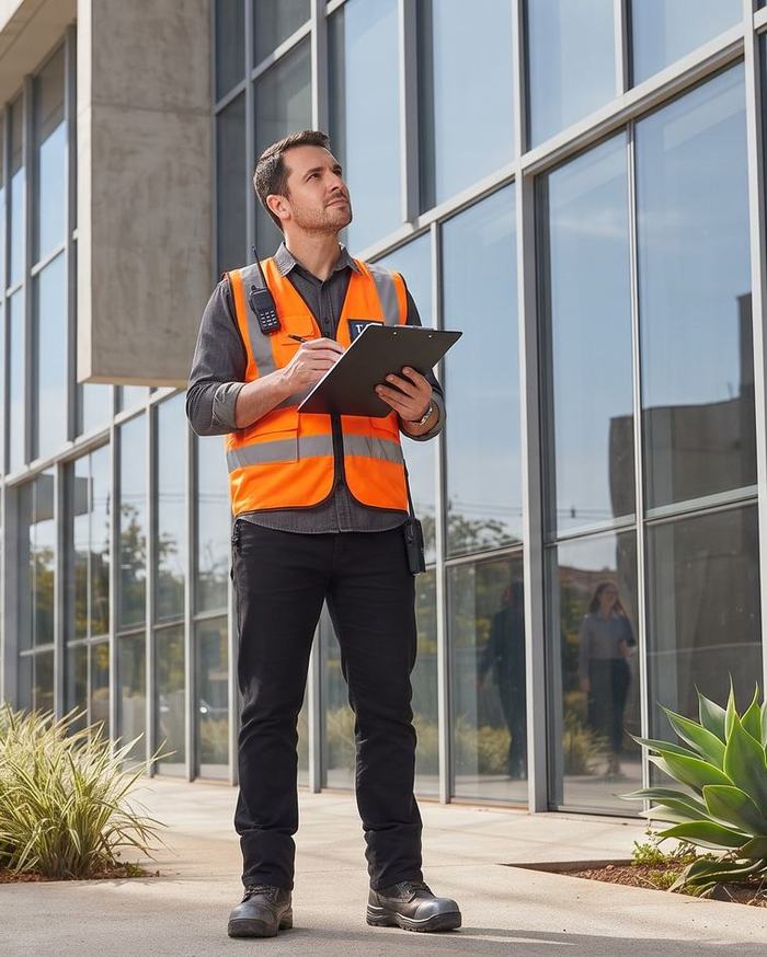 Engenheiro da Solve durante vistoria em edificação comercial